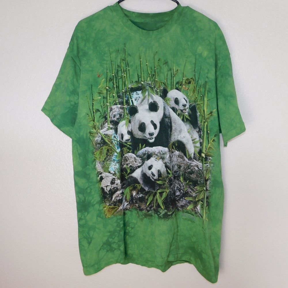 The Mountain Tee Shirt Adult L Panda Graphic Green Animal Nature Short Sleeve